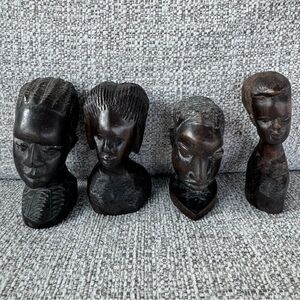 Handcrafted Solid Wooden Tribal Sculptures Set
